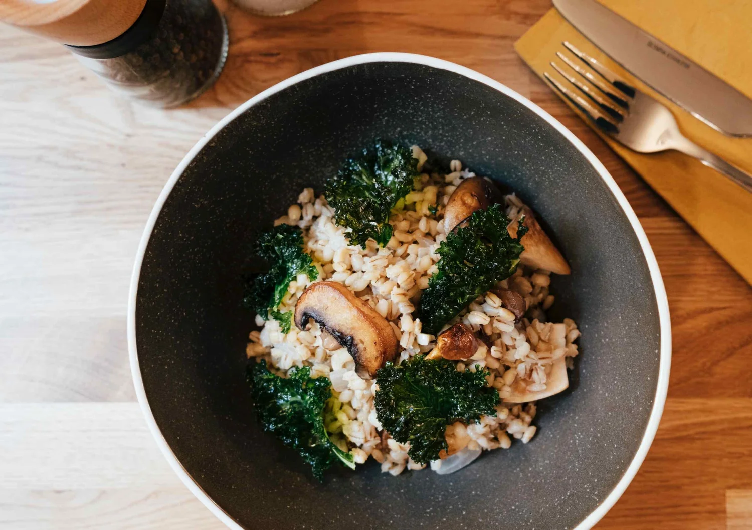A bowl of wild mushroom and barley risotto at Hendersons
